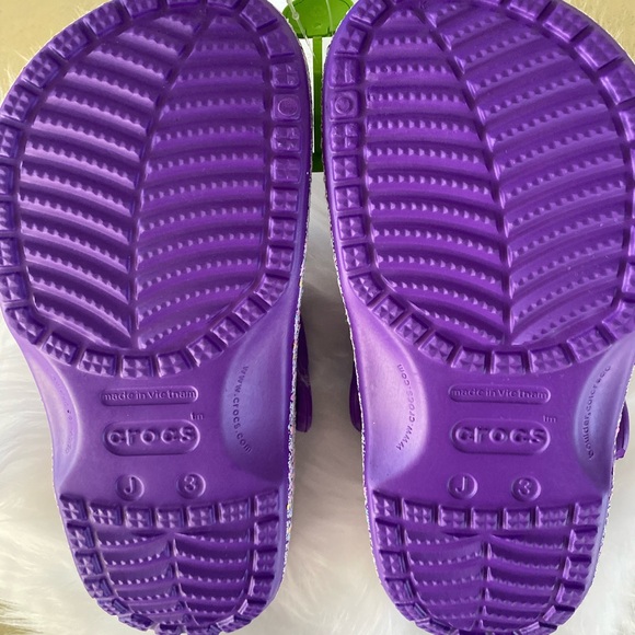 NWT Crocs classic glitter clogs sparkly purple slip ons Size J3 - Picture 8 of 11